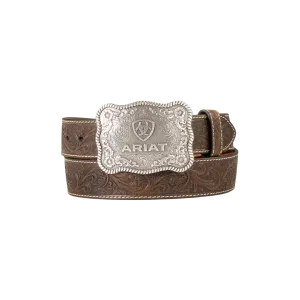 Ariat Men's Floral Embossed Aged Bark Belt