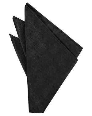 Black Herringbone Pocket Square