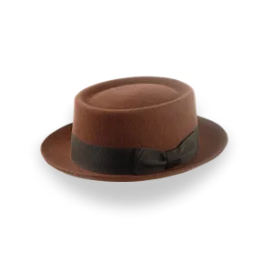 Brown Classic Porkpie Fedora Hat in Premium Wool Felt | The Antico