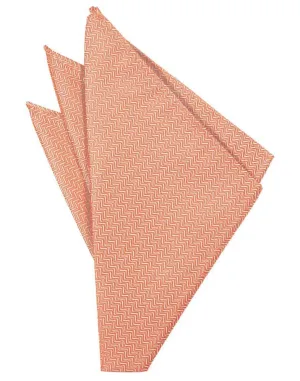 Coral Herringbone Pocket Square