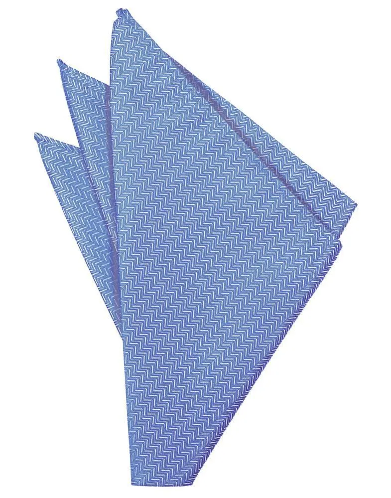 Cornflower Herringbone Pocket Square