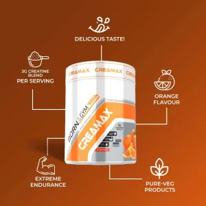 Creamax Creatine Monohydrate With HCL Creatine – 50 Servings | Orange