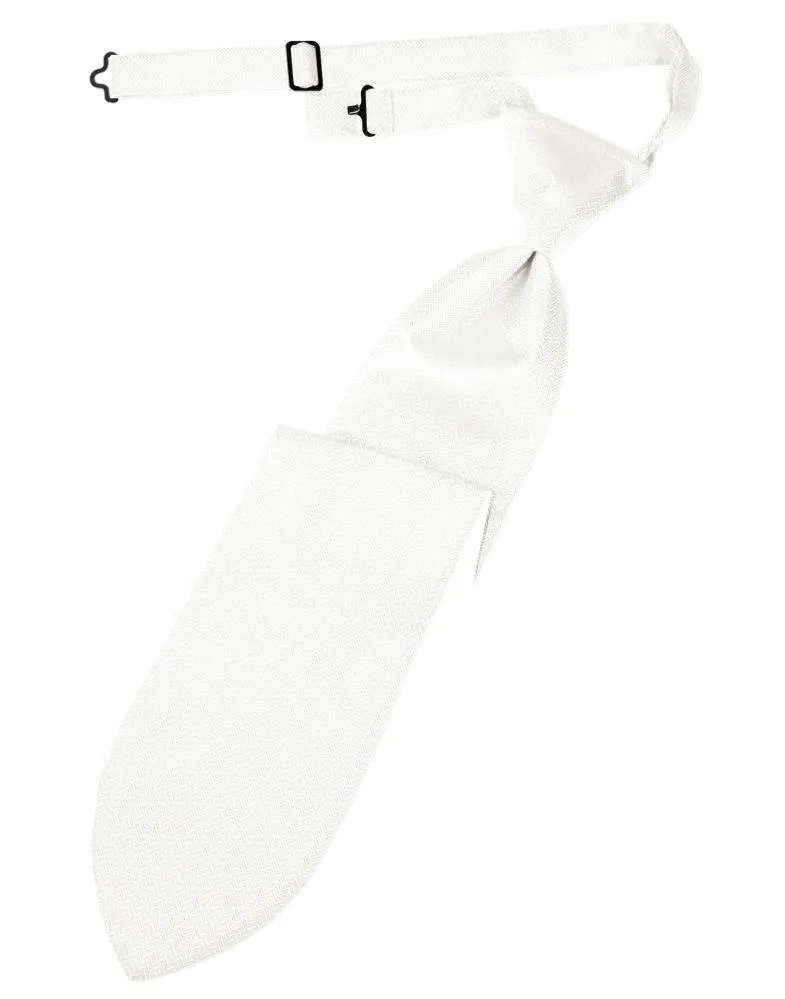 Diamond White Herringbone Kids Necktie