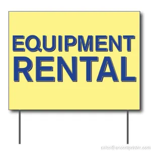 Equipment Rental Curbside Sign, 24"w x 18"h, Full Color Double Sided