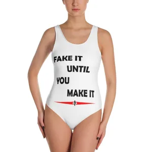 'Fake It Until You Make It' Scoop Neckline One-Piece Swimsuit