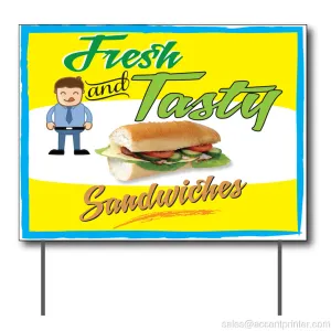 Fresh and Tasty Sandwiches Curbside Sign, 24"w x 18"h, Full Color Double Sided