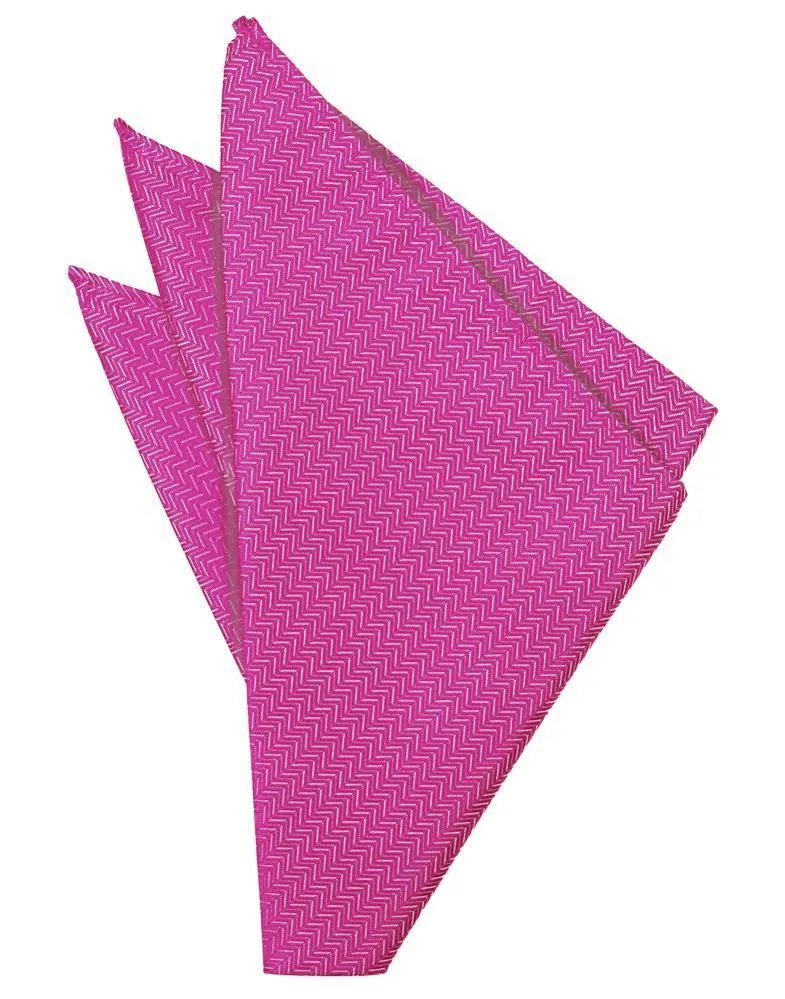 Fuchsia Herringbone Pocket Square