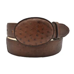 Gavel Smooth Ostrich Western Belt - Tobacco