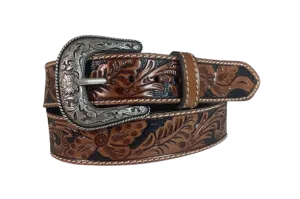 Gem Dandy Men's Roper Tan Floral Tooled Belt