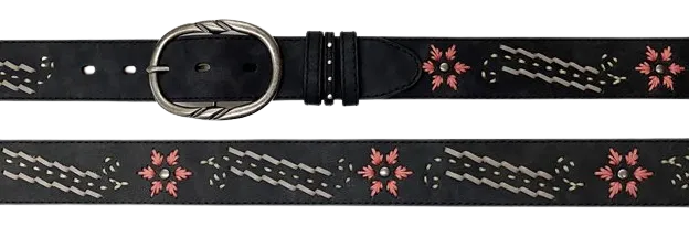 Gem Dandy Women's Black Floral Turquoise Belt