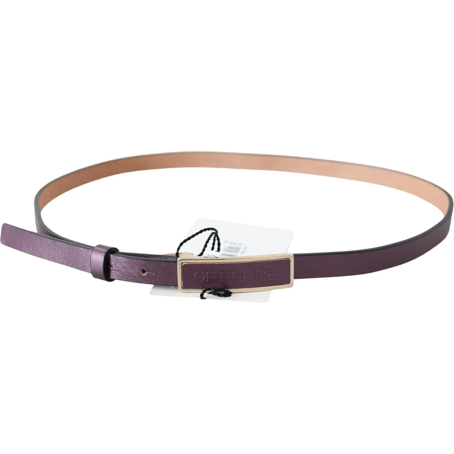 GF Ferre Elegant Maroon Leather Belt with Gold-Tone Buckle