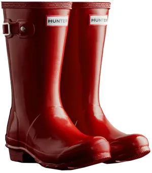 Hunter Wellies Kids Original Gloss Military Red