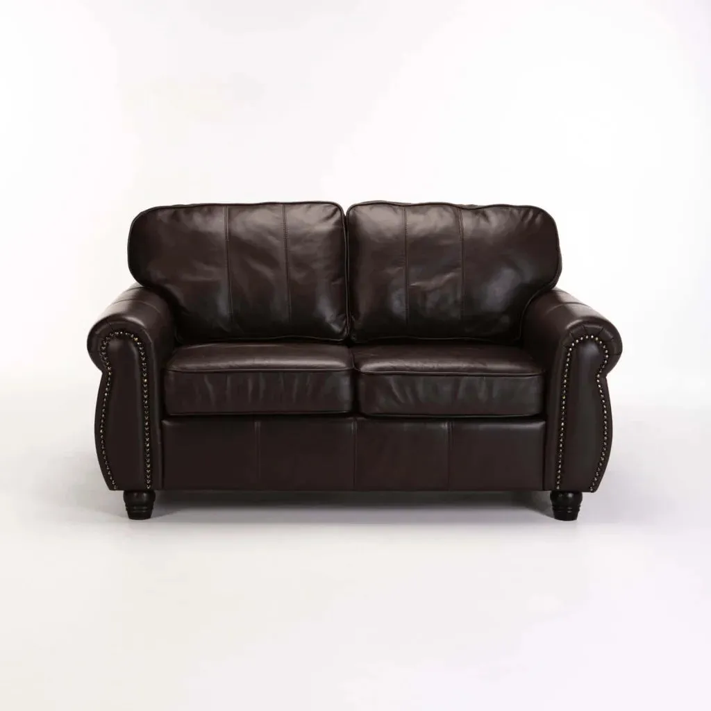 KINGSLEY GENUINE LEATHER 2 SEATER COUCH