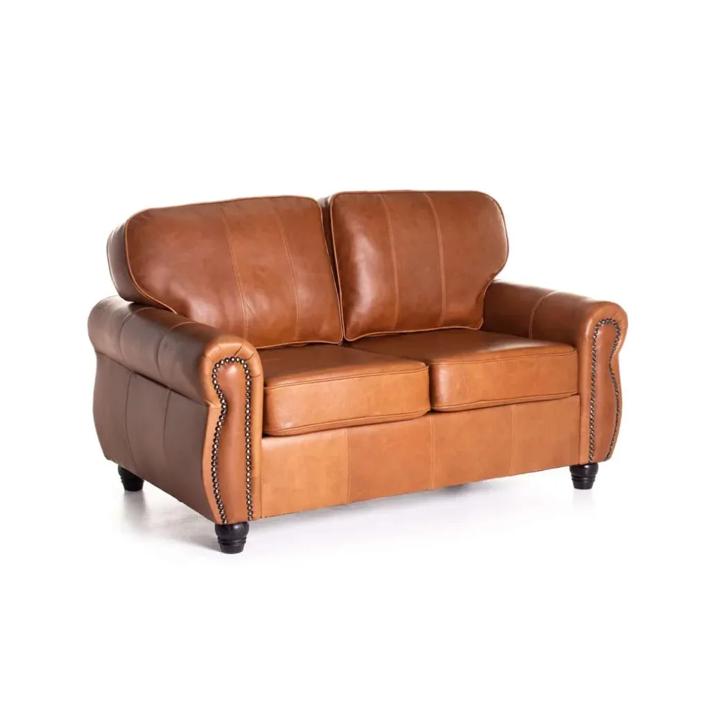 KINGSLEY GENUINE LEATHER 2 SEATER COUCH