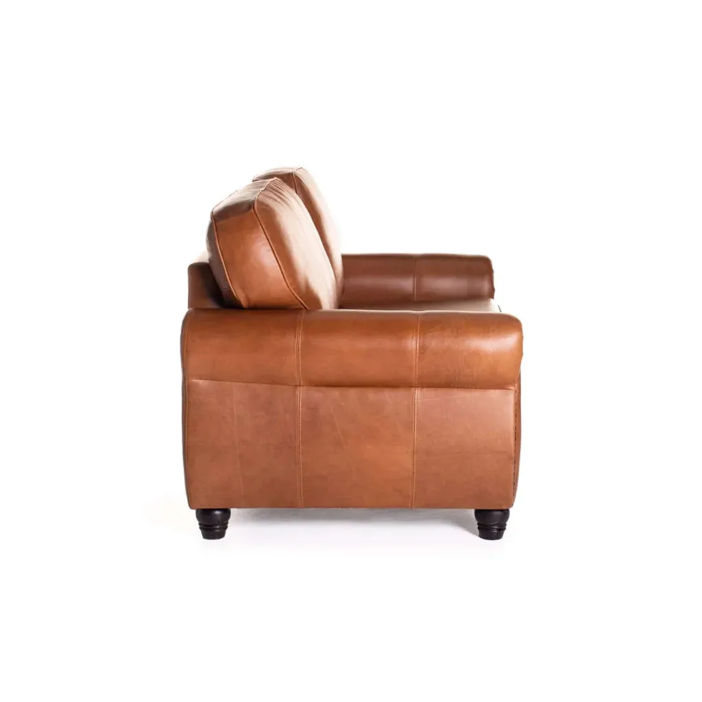 KINGSLEY GENUINE LEATHER 2 SEATER COUCH