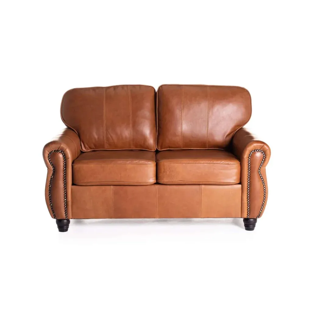 KINGSLEY GENUINE LEATHER 2 SEATER COUCH