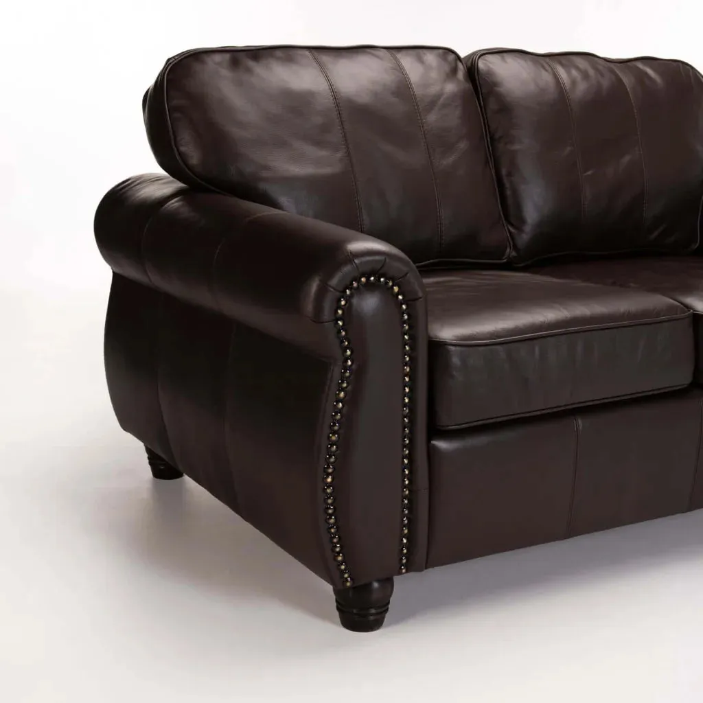 KINGSLEY GENUINE LEATHER 2 SEATER COUCH