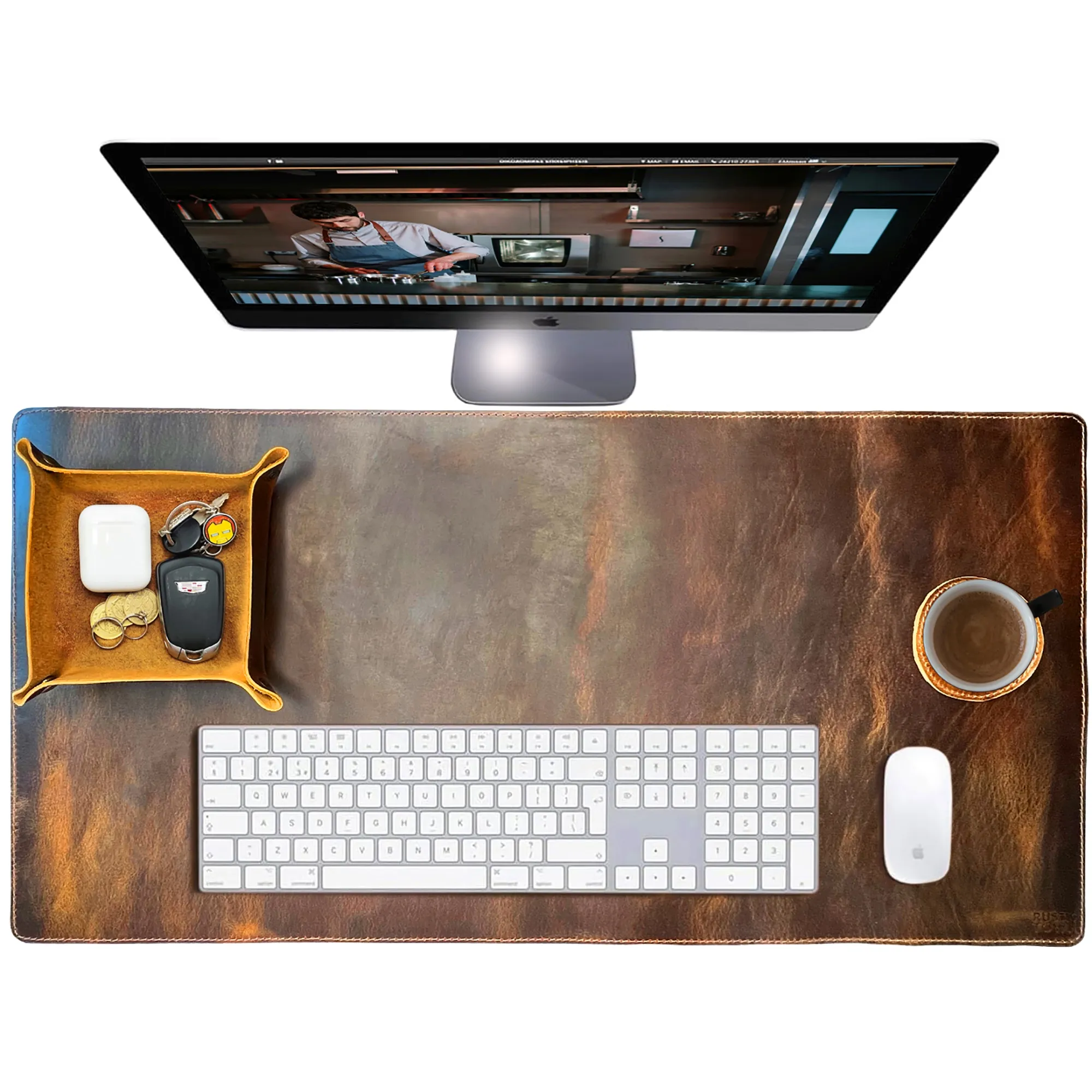 Leather Desk Mat Desk Mouse Pad for Laptop, Office & Home