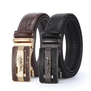 Men's Crocodile Pattern Automatic Buckle Leather Belt