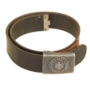 Original Rare German Pre WWII 1937 Dated Heer EM/NCO Rubberized Canvas Belt with Aluminum Buckle by Richard Sieper & Söhne