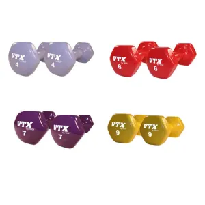 VTX Vinyl Aerobic dumbbells 3 Pairs of 4 lbs, 6 lbs, 7 lbs and 9 lbs