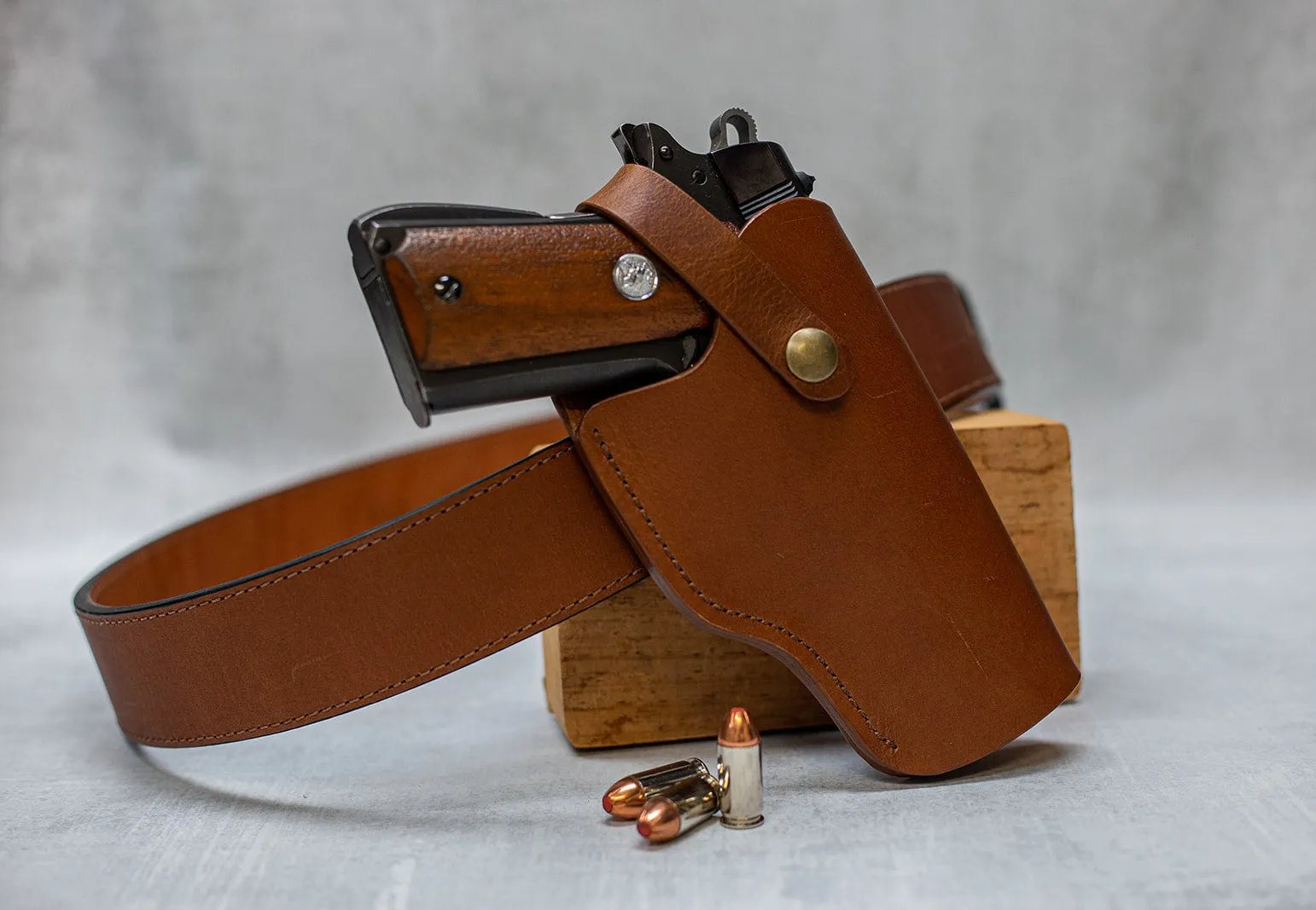 Water Buffalo Heavy-Duty Leather Belt, 1-1/2" wide, Square Buckle | Perfect for Concealed Carry