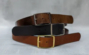 Water Buffalo Leather Belt, 1" wide, Square Buckle [Quick Ship]